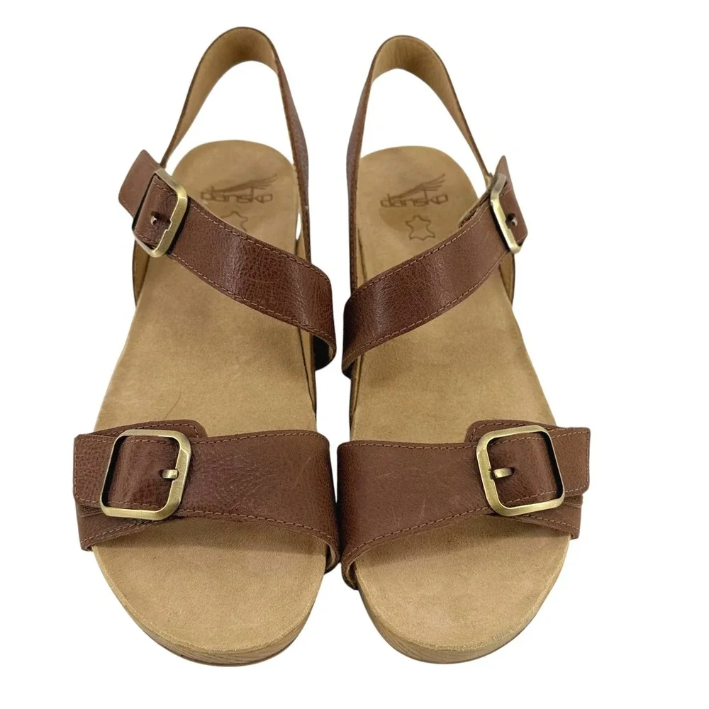 Dansko Trinity Womens Brown Leather Sandals Buckle Slingback Shoes Size 38 (7.5)
